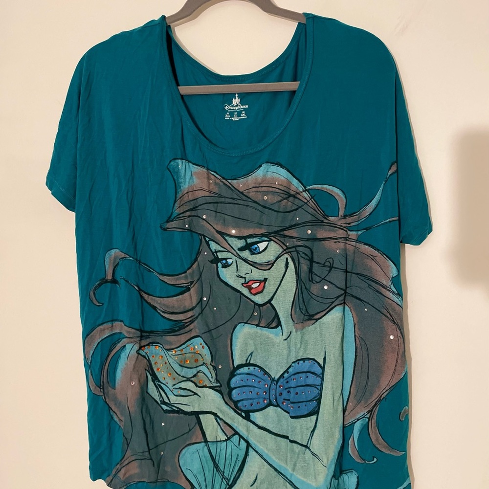 Little Mermaid Disney Parks XL Shirt with Crystal Embellishment